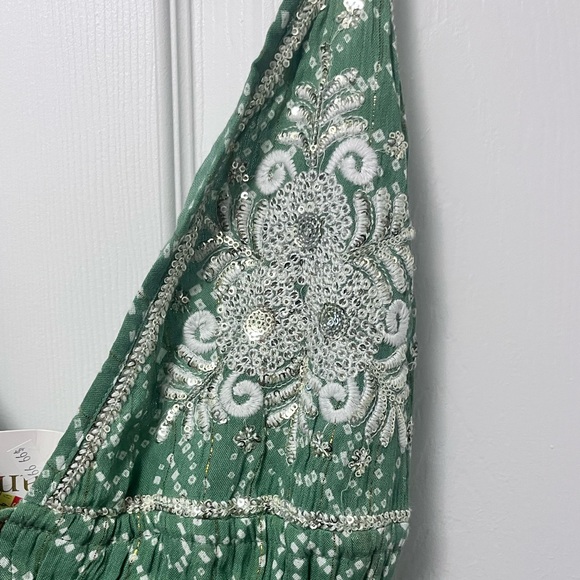 Green Boho Sequined Dress - Picture 3 of 9